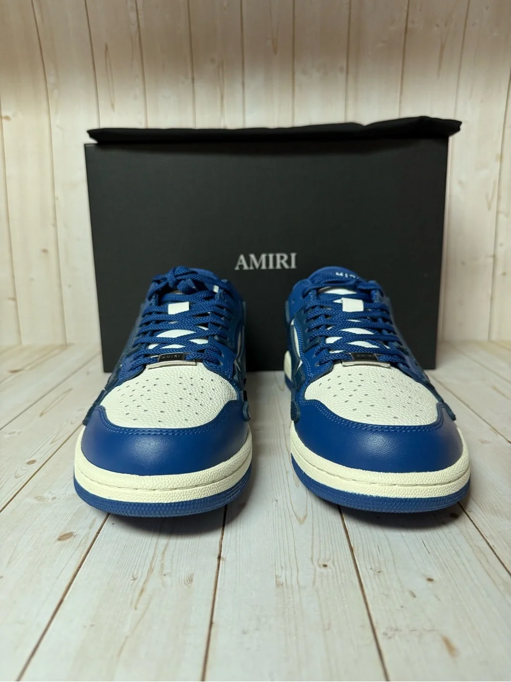 AMIRI Skel Low-Top Leather Sneakers Blue/White Sz 43 / 10